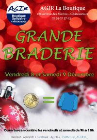 Grande braderie de décembre (boutique solidaire Agir). Du 8 au 9 décembre 2017 à CHATEAUROUX. Indre.  09H00